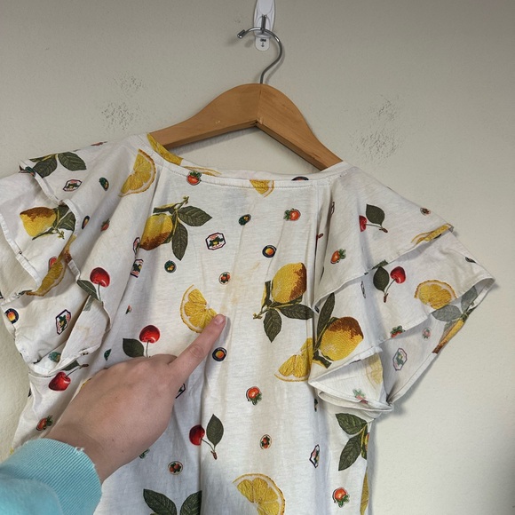 Anthropologie Maeve Fruit Print Ruffle Tee - Picture 12 of 12